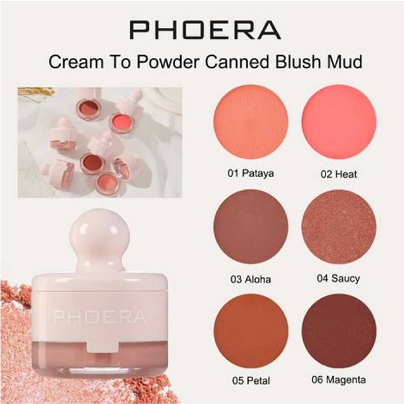 Phoera Cream To Powder Canned Blush Mud